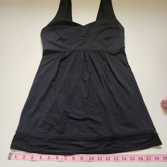 Lululemon Elevate Tank Top Womens 4 Black Breathable Mesh Drawcord Hem - Picture 9 of 10